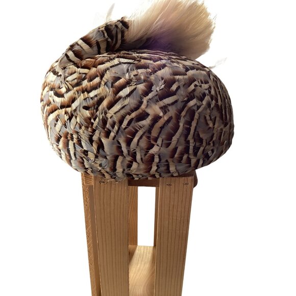 Vintage Jack McConnell Feather Hat W/Rhinestone Accents*Cream Feathers*Halloween - Picture 10 of 10